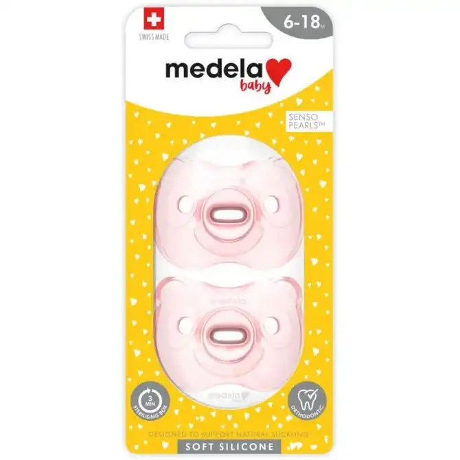 Medela Plus With Steribox Soft Silicone Soother 6-18 Months Pink 2 Pack
