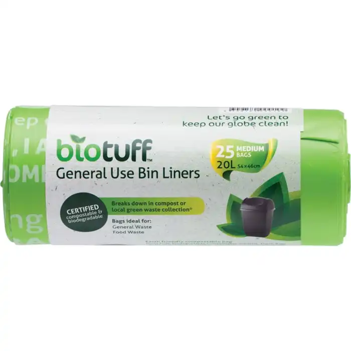 Biotuff General Use Bin Liners Medium Bags - 20L 25