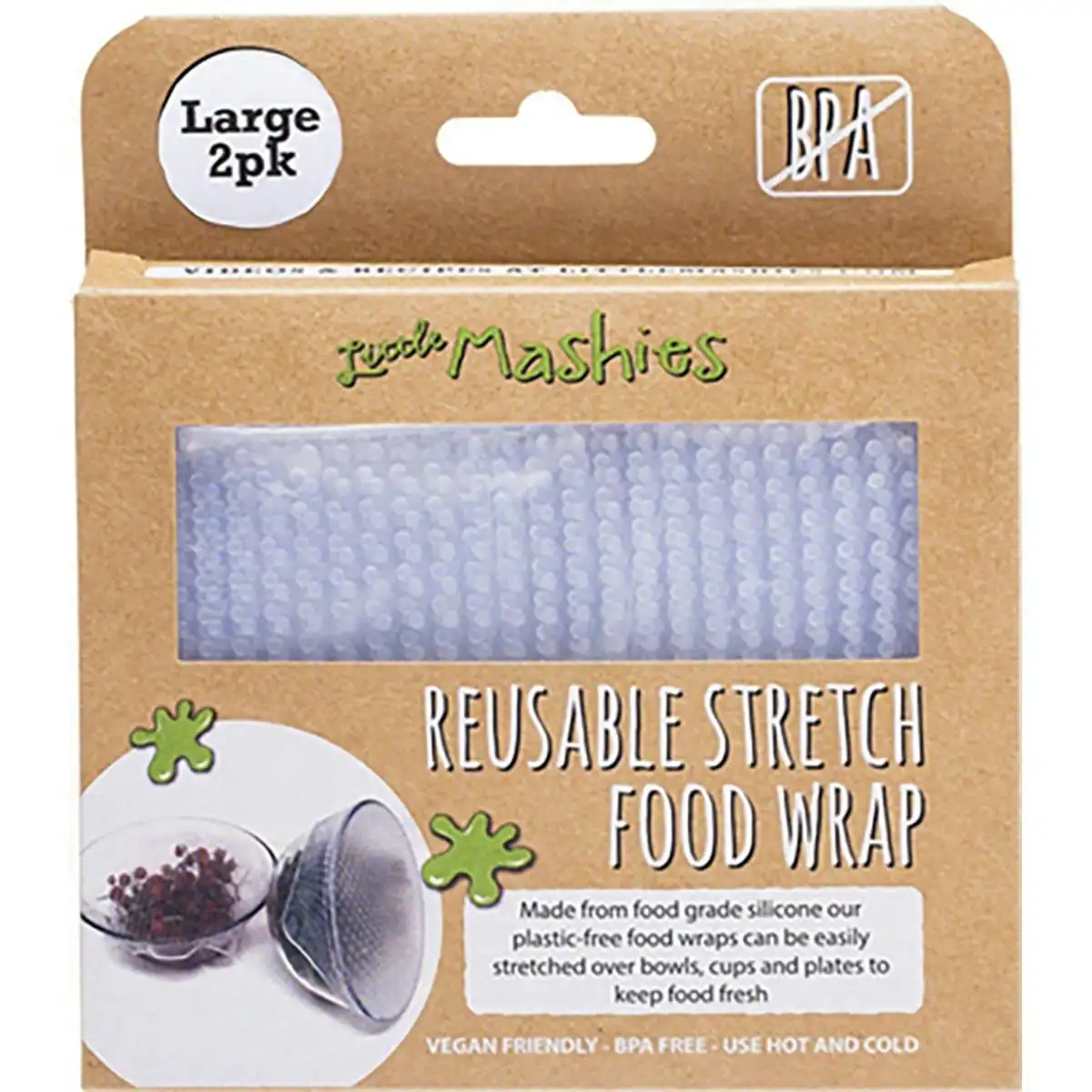 Little Mashies Reusable Stretch Silicone Food Wrap Pack Of 2 - Large (25cm X 25cm) 2