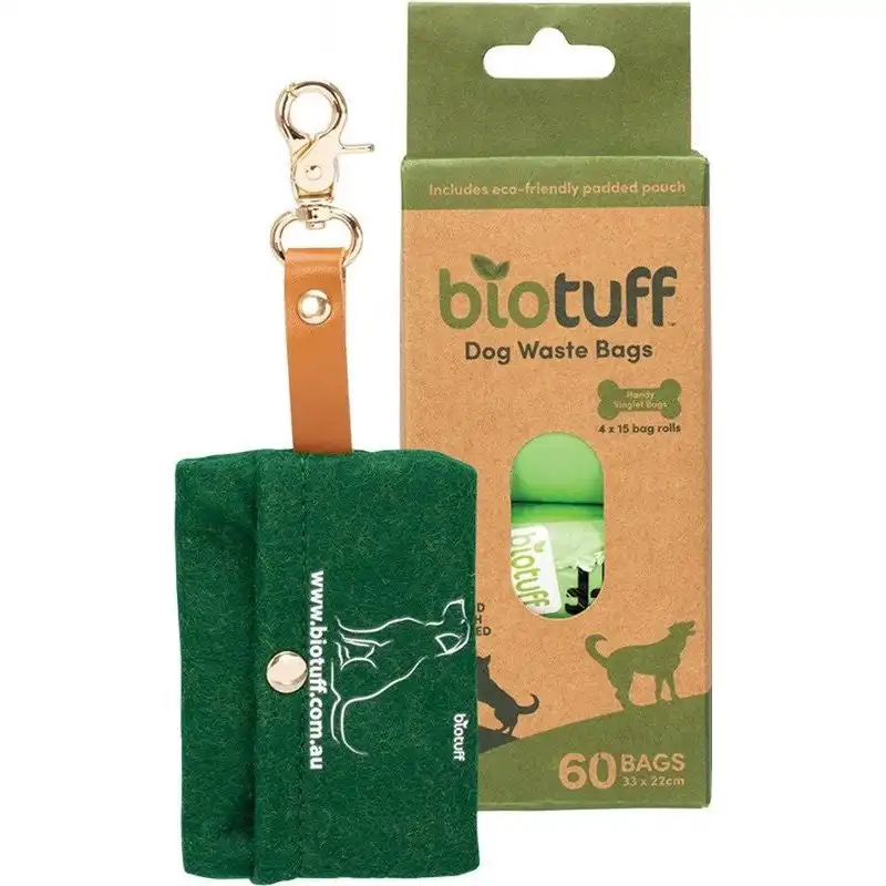 Biotuff Dog Waste Bags & Dispenser 4 X 15 Bag Rolls 60