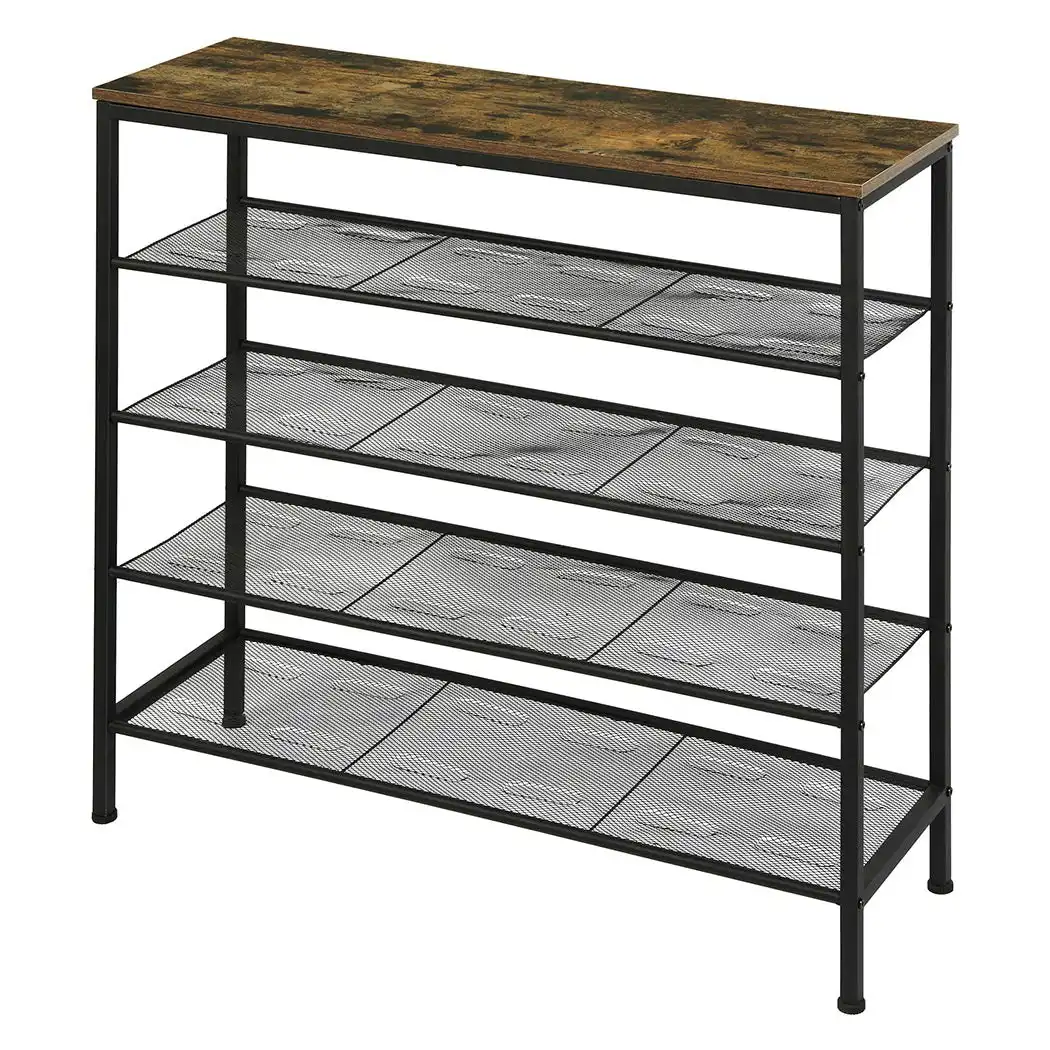 Levede 5-Tier Shoe Rack Console Table Storage Organisers Industrial Steel 100cm