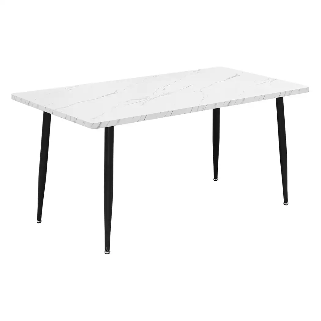 Levede Dining Table Steel Home Kitchen Marbled White Cafe 4-6 Seater 150x90cm