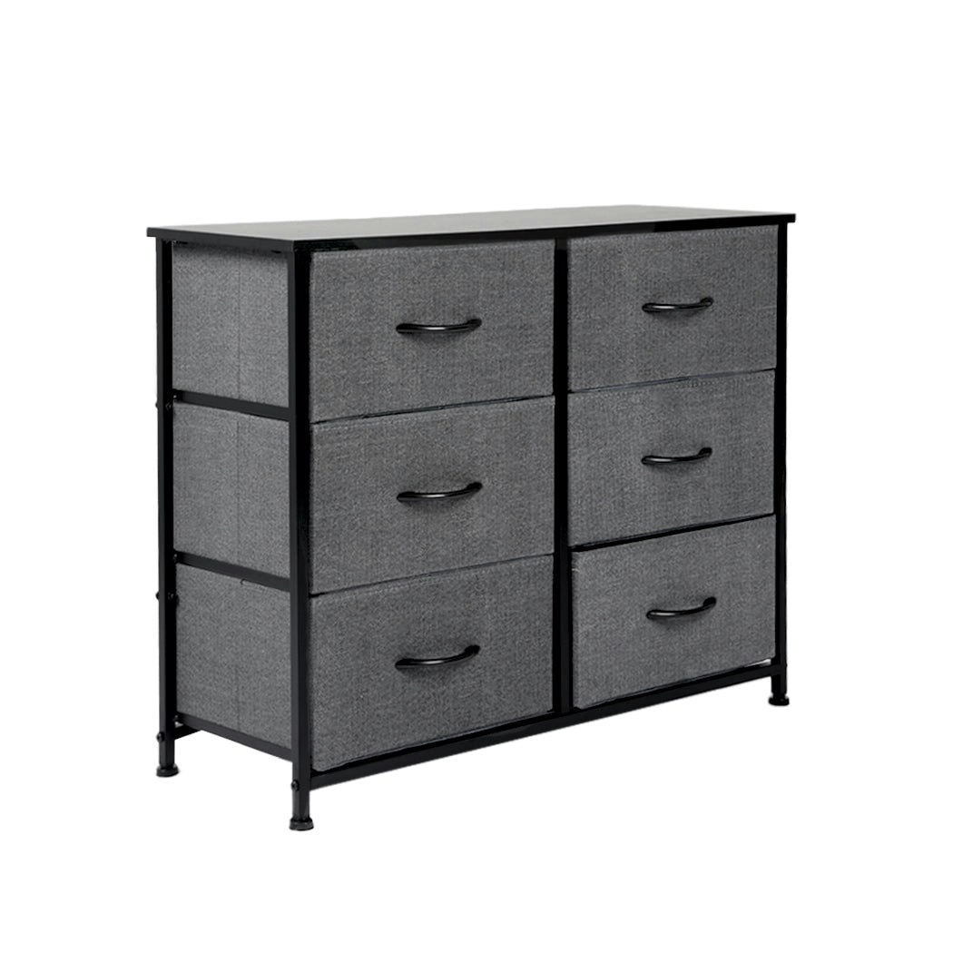 Levede Storage Cabinet Tower Chest of 6 Drawers Dresser Tallboy Lowboy Organizer (CH1047-DG_1)