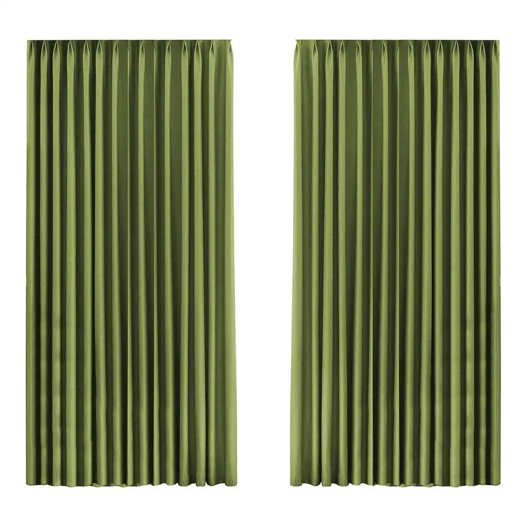 Marlow 2XBlockout Curtains Chenille Blackout Draperies Eyelet Day 240x250 Green