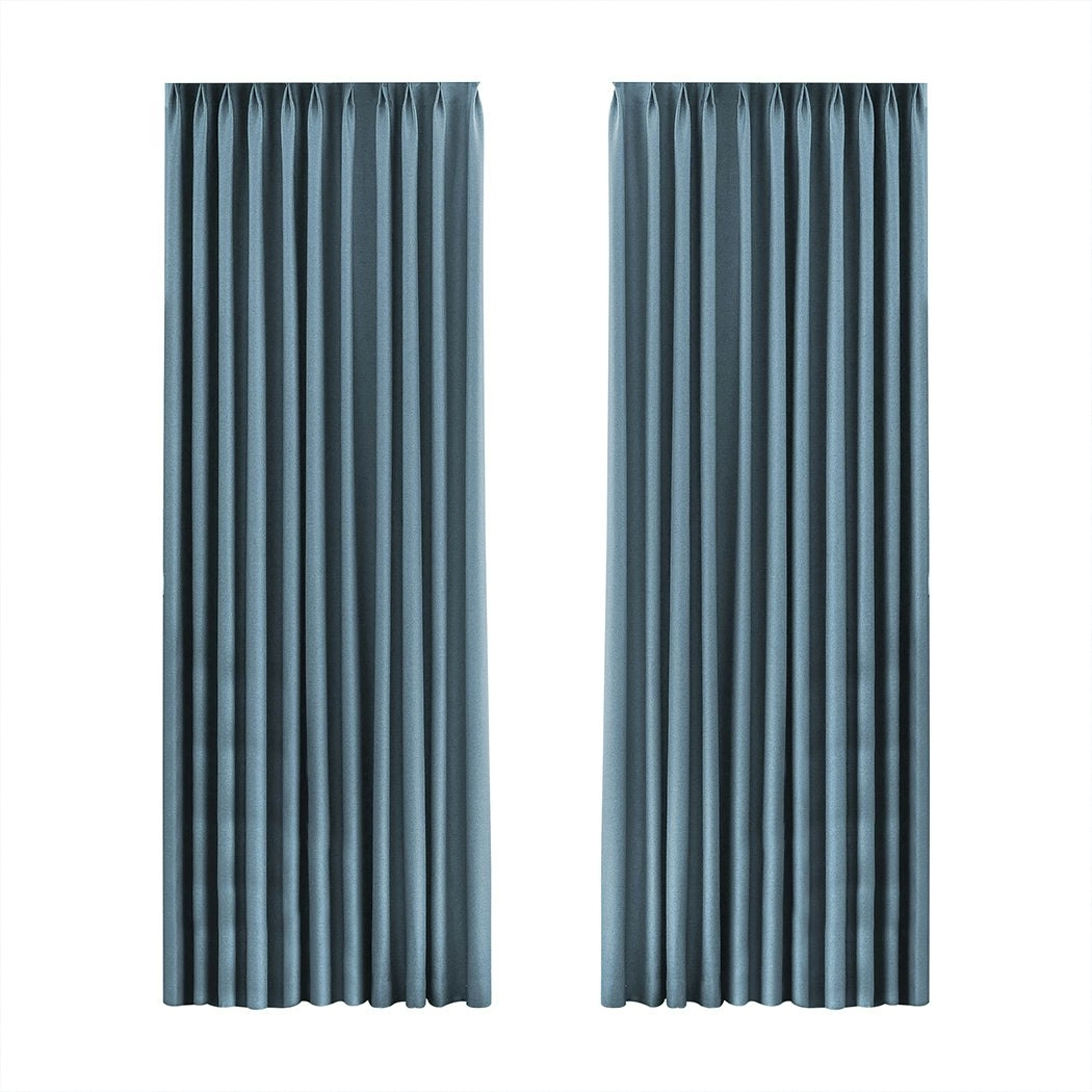 Marlow 2XBlockout Curtains Chenille  Blackout Draperies Eyelet Day 132x250 Blue