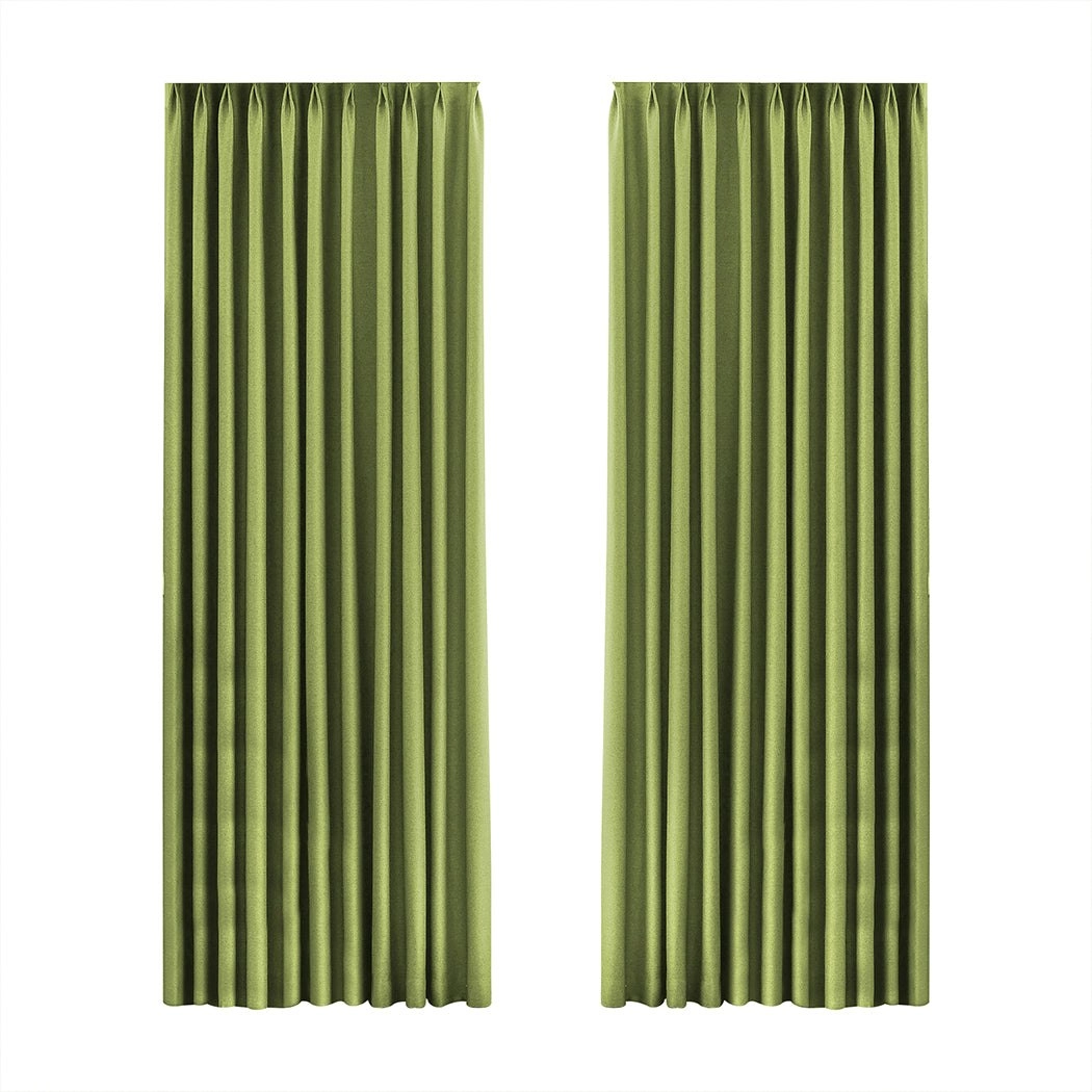 Marlow 2XBlockout Curtains Chenille Blackout Draperies Eyelet Day132x250 Green