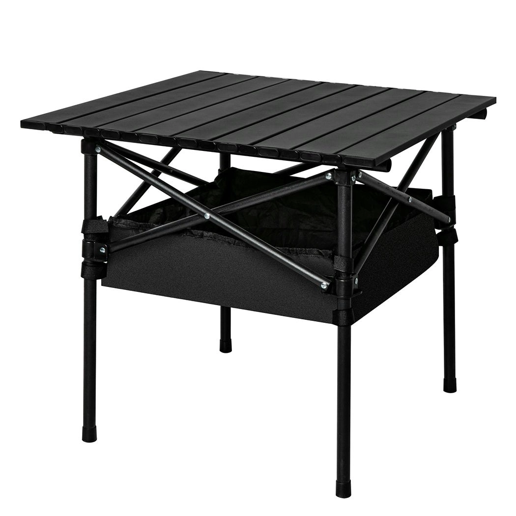 Levede Folding Camping Table Portable Picnic Outdoor BBQ Desk Egg Roll Black