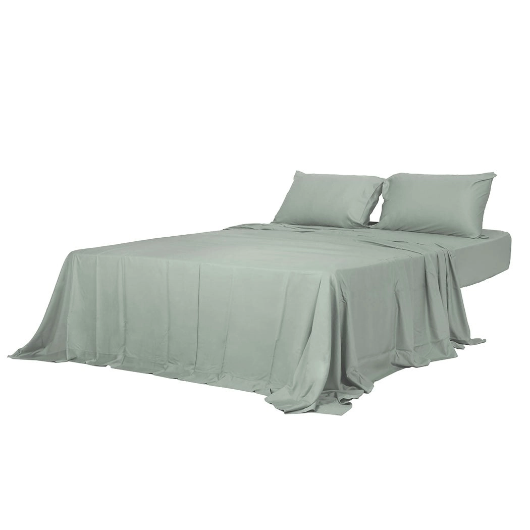 Dreamz Fitted Sheet Set Pillowcase Bamboo Double Grey Summer 4PCS