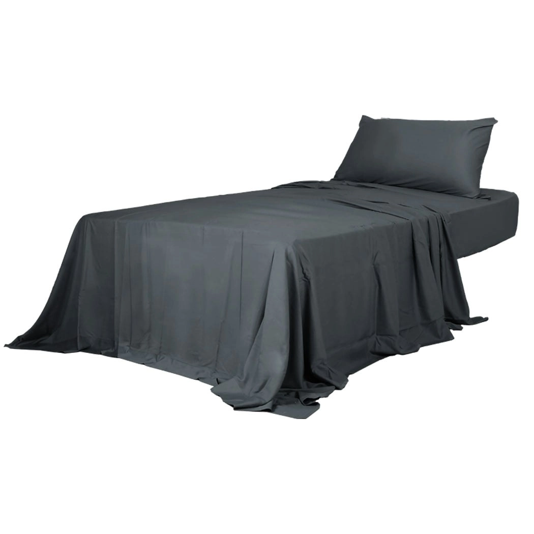 Dreamz Fitted Sheet Set Pillowcase Bamboo King Single Charcoal 3PCS