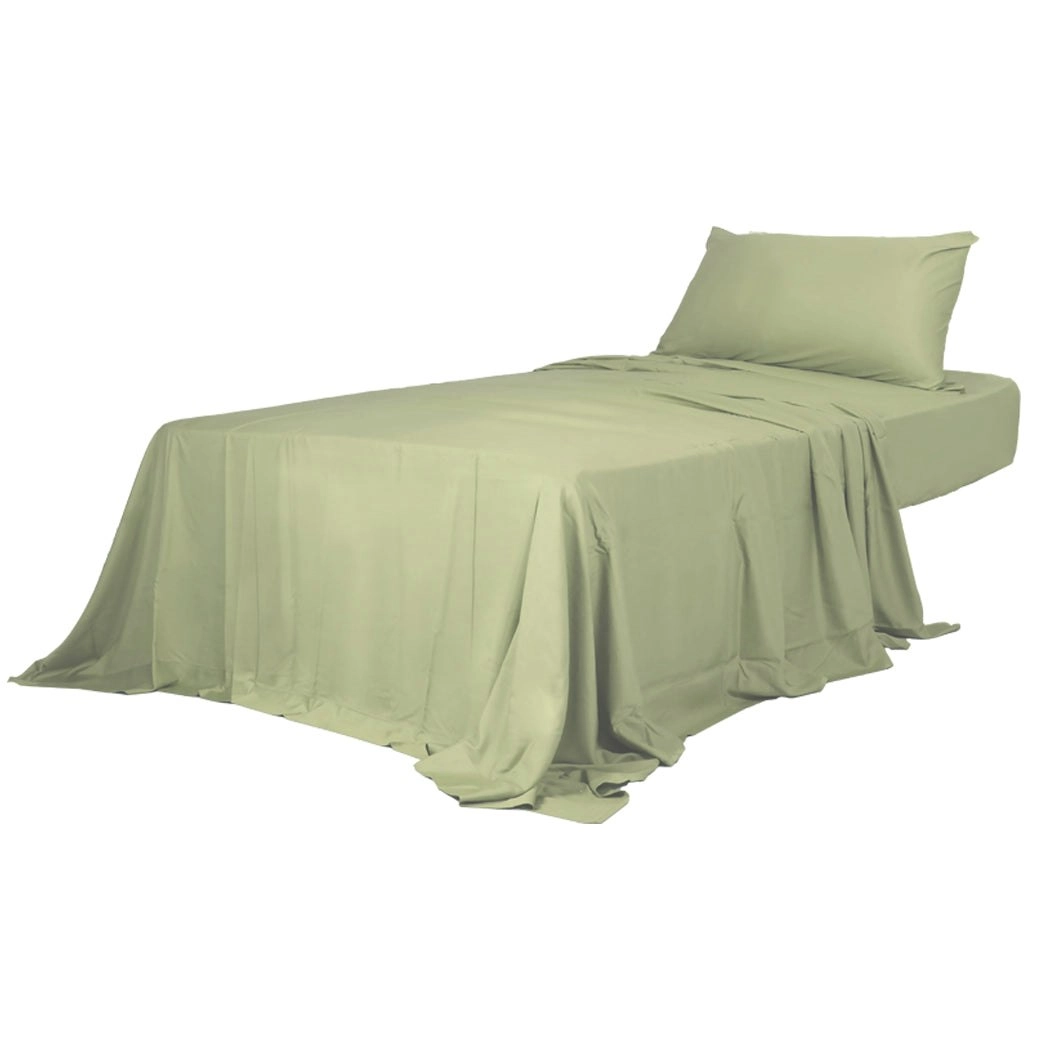 Dreamz Fitted Sheet Set Pillowcase Bamboo King Single Sage Green 3PCS