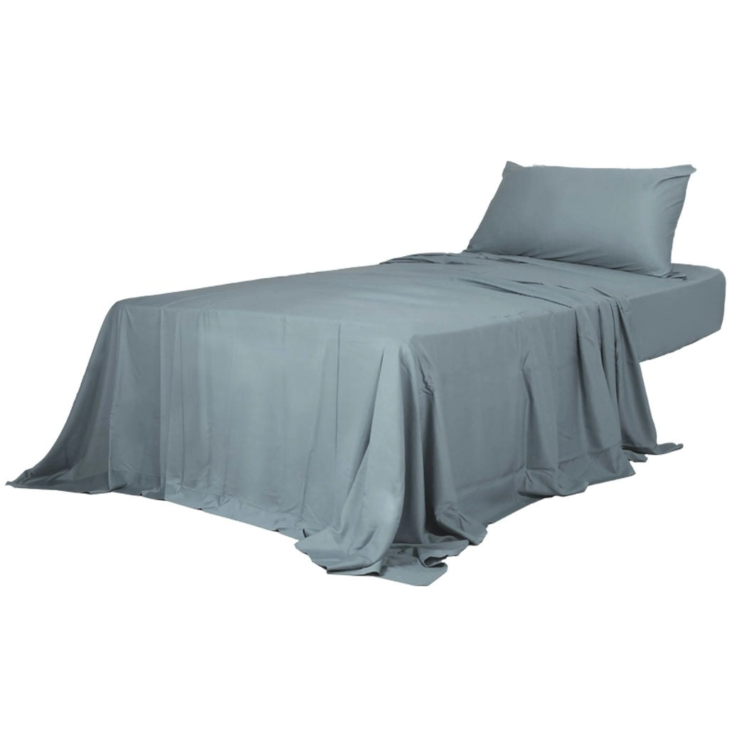 Dreamz Bamboo Sheet Set Fitted Pillowcase Single Size Grey 3PCS Set