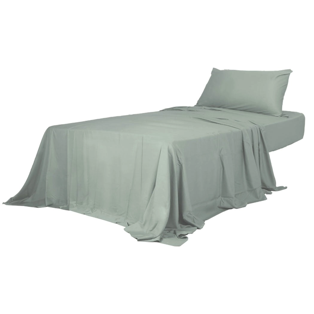 Dreamz Fitted Sheet Set Pillowcase Bamboo Single Grey Summer 3PCS