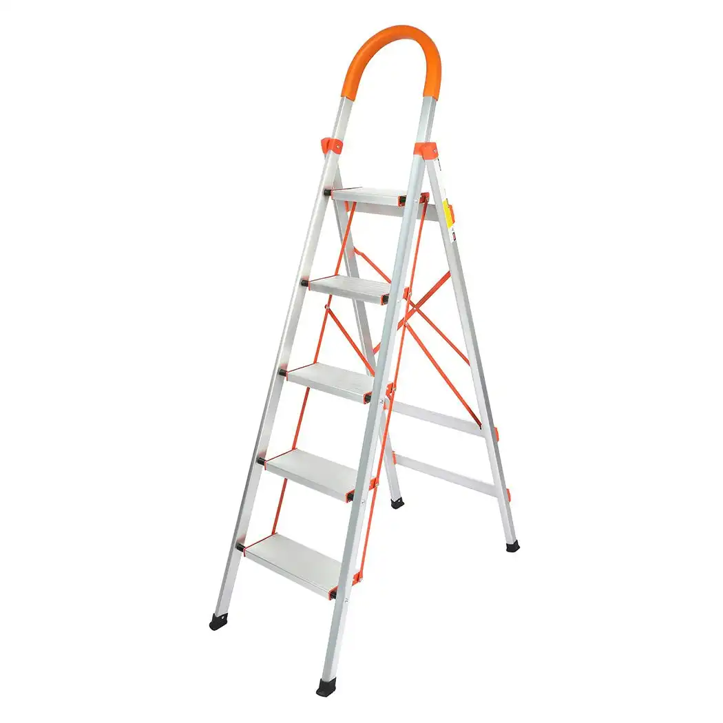 Traderight 5 Step Ladder Folding Aluminium Portable Multi Purpose Household Tool (HW0147-5_1)