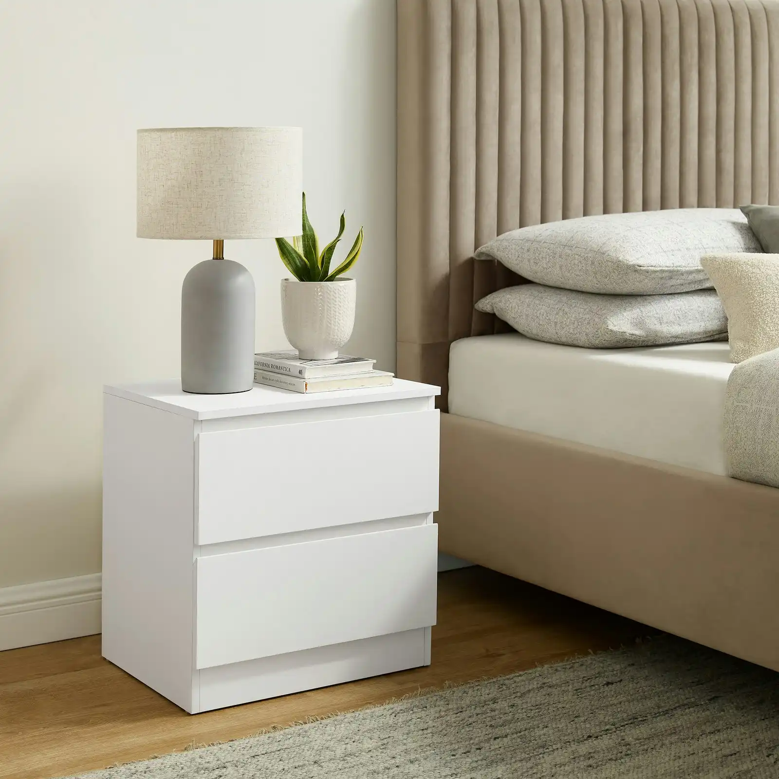 Noosa 2 Drawers Bedside Table Bedroom Storage Cabinet