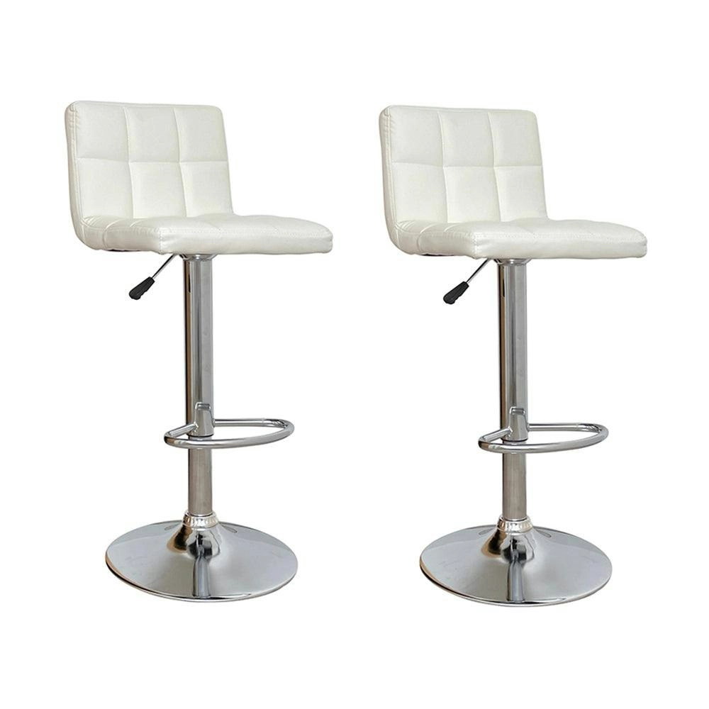 Chotto - Nomu Adjustable Swivel Leather Bar Stools - White x 2