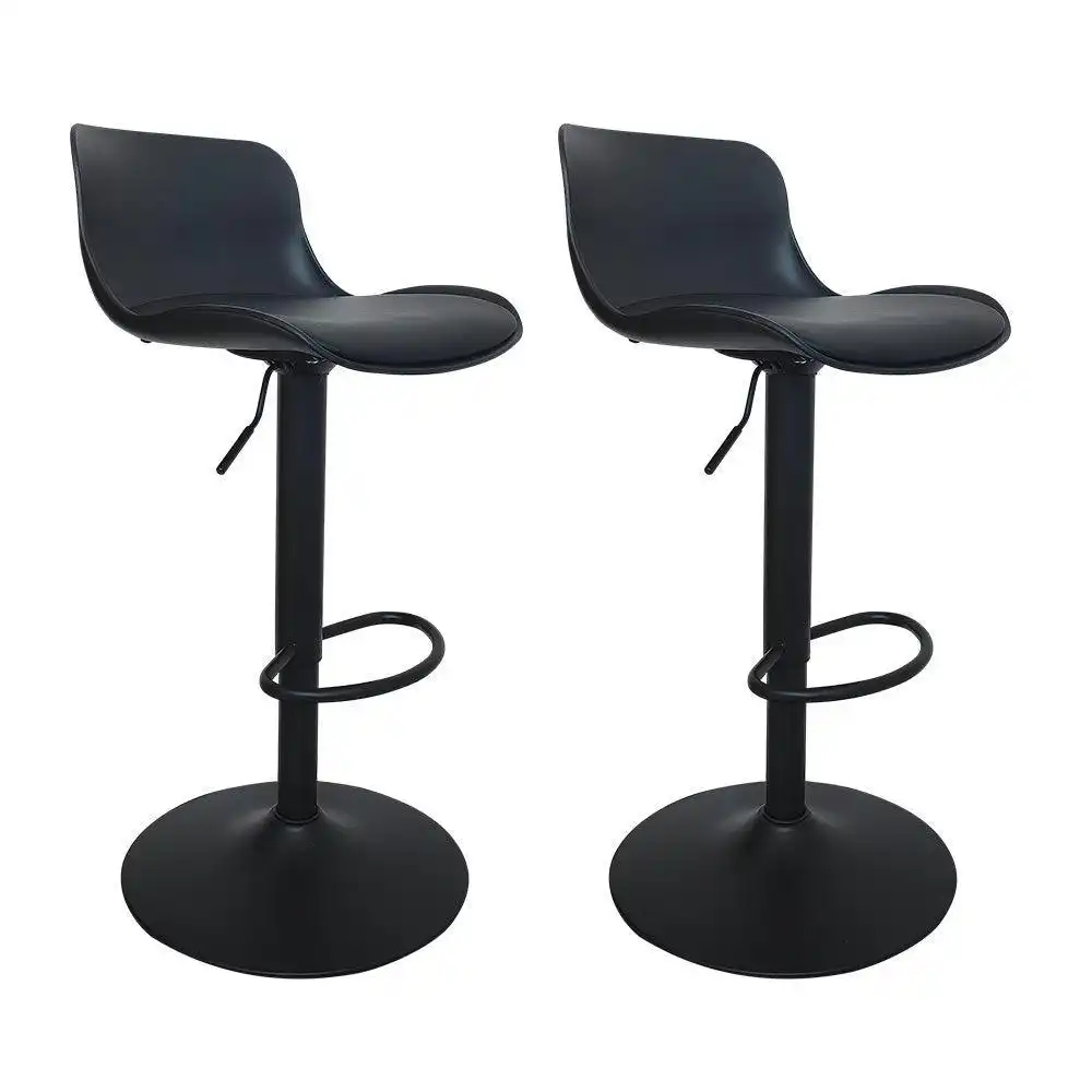 Chotto - Eri Adjustable Swivel Bar Stools with Padded Seat - Black x 2