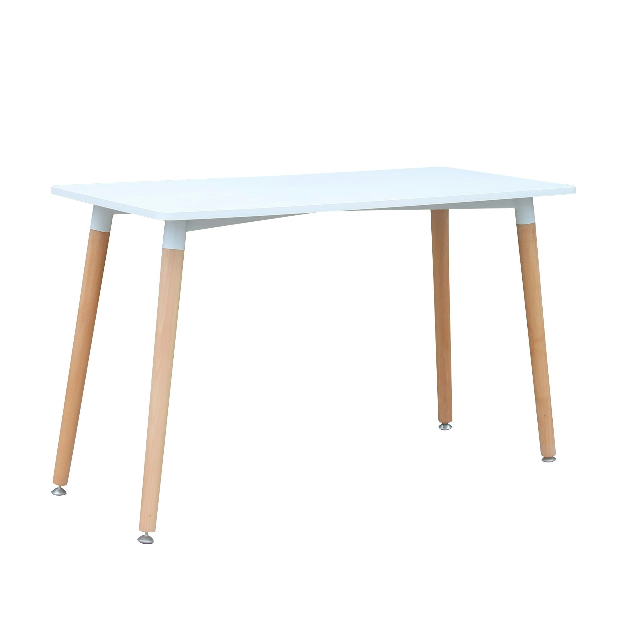 Chotto - Hako Rectangle Top Dining Table with Wooden Legs - White - 120cm