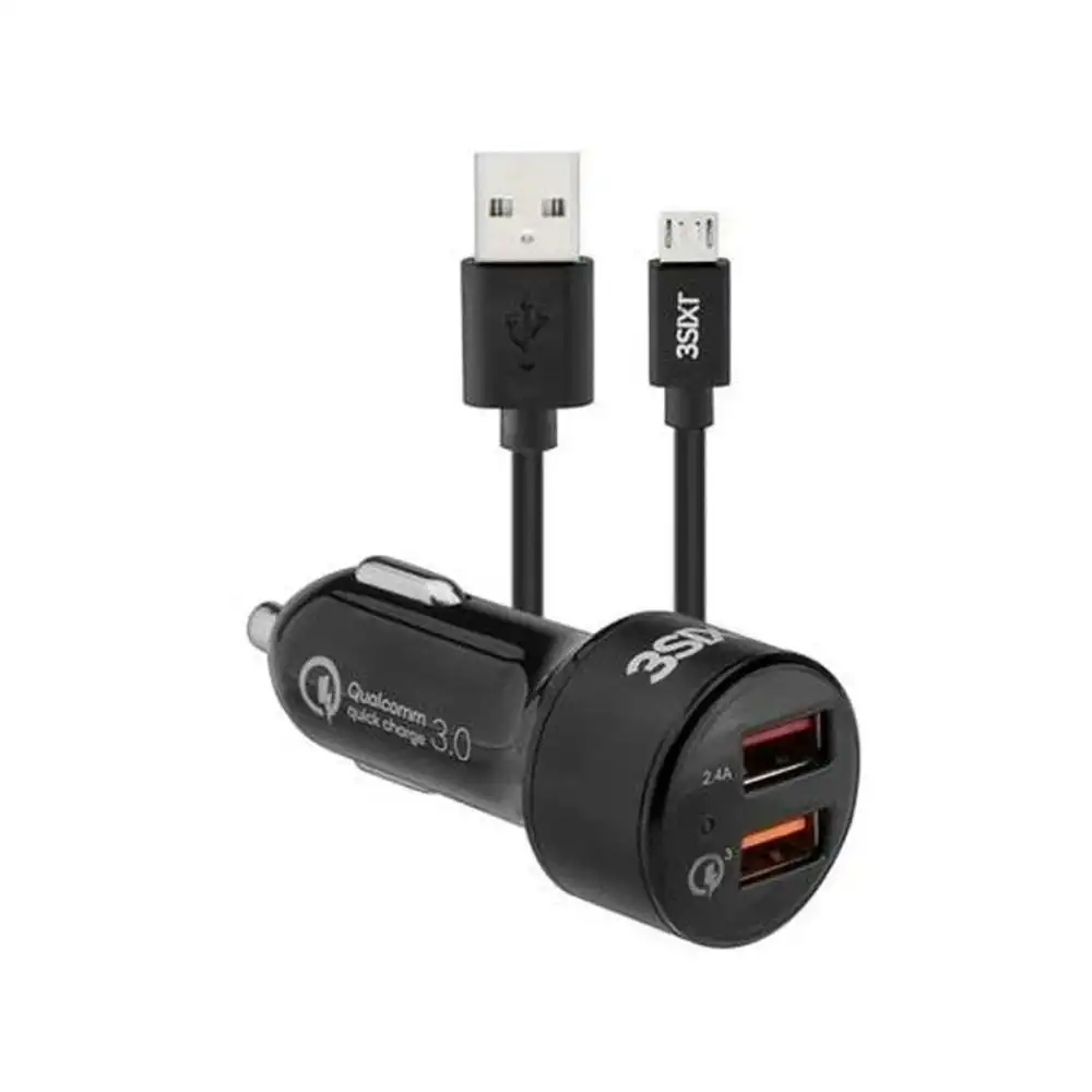 3sixT Car Charger 5.4A + USB-A to Micro USB Cable 1m