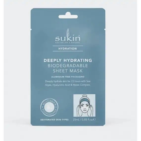 Sukin Hydration Deeply Hydrating Biodegradable Sheet Mask 25ml