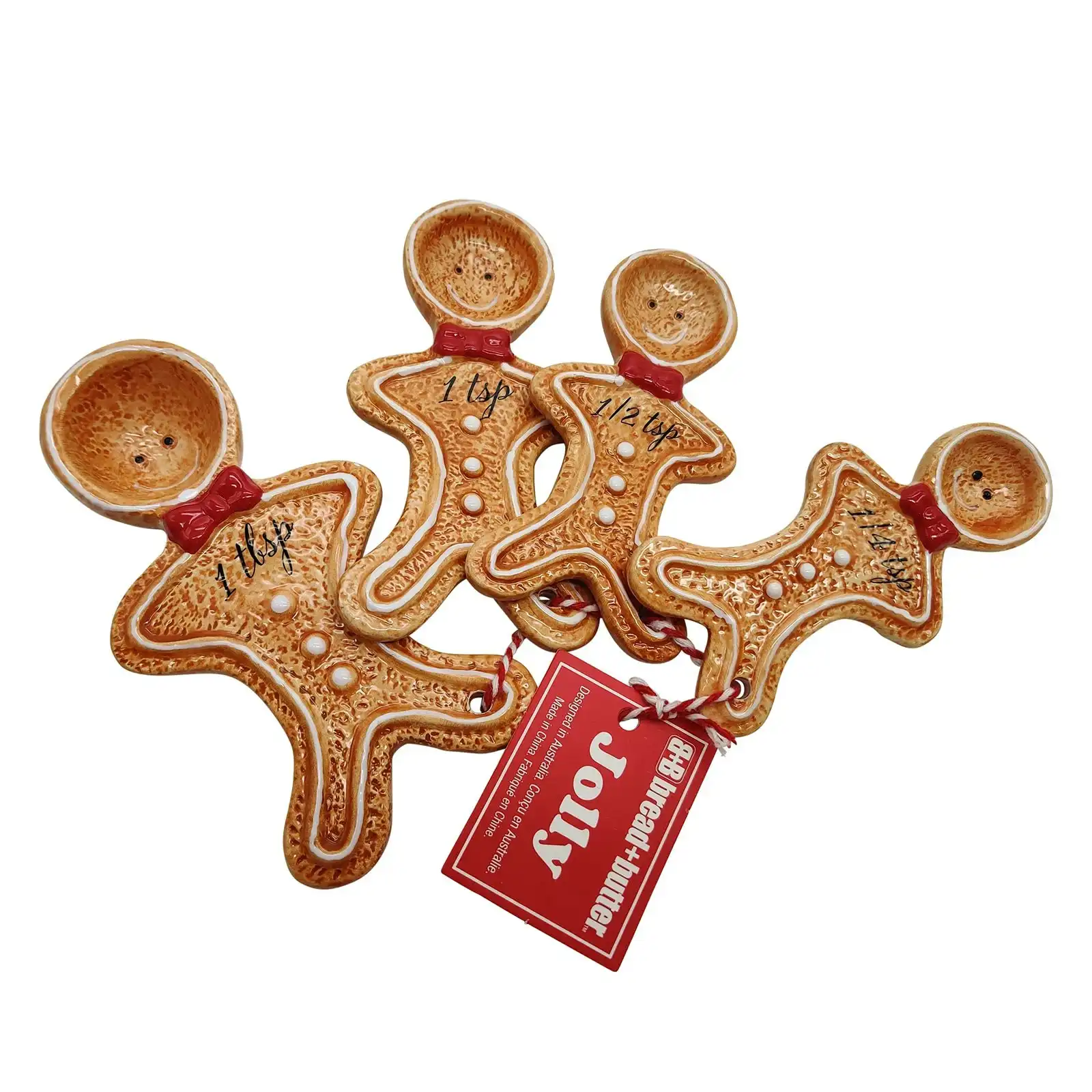 Bread and Butter Figurine Gingerbread Man Spoons - 4 Pack - Brown