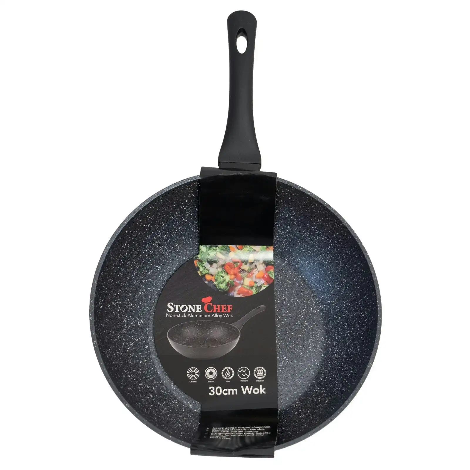 Stone Chef Forged Wok Non Stick Cookware Kitchen Black 30cm