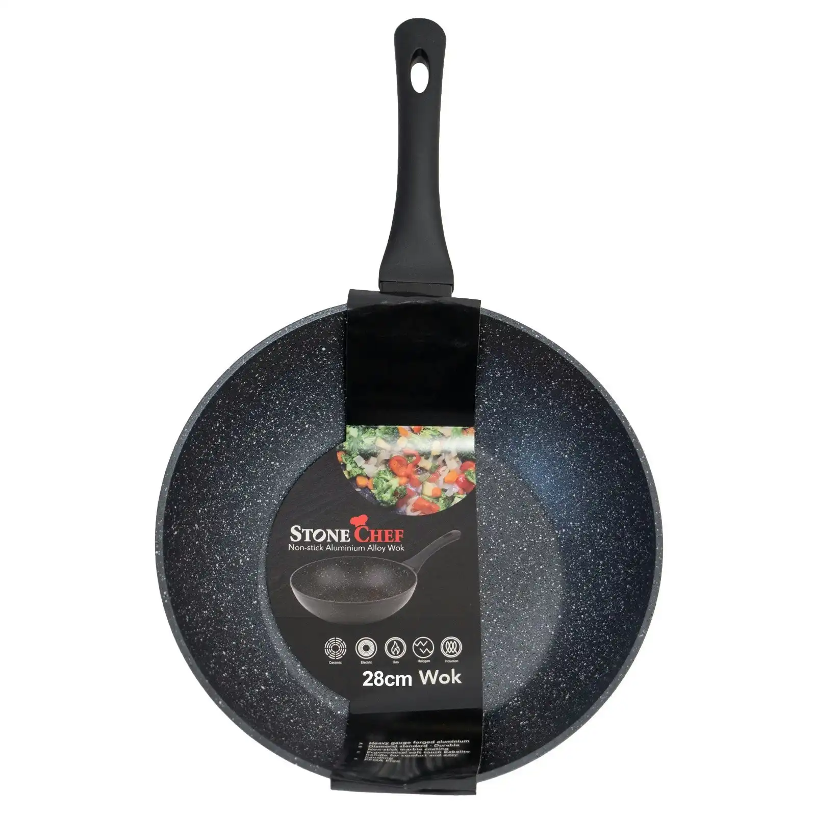 Stone Chef Forged Wok Non Stick Cookware Kitchen Black 28cm