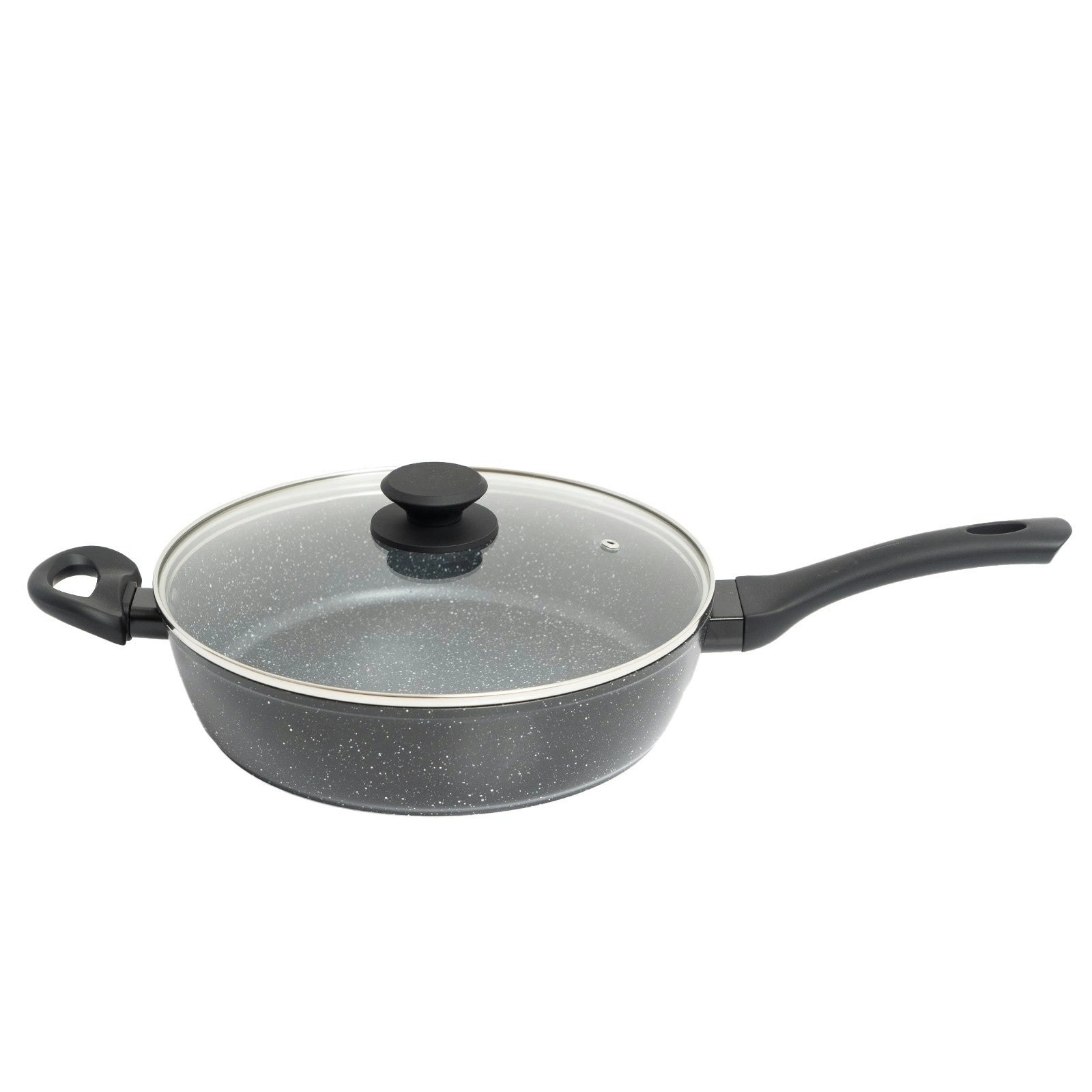 Stone Chef Forged Deep Frying Pan With Lid Cookware Kitchen Fry Pan Black 28cm