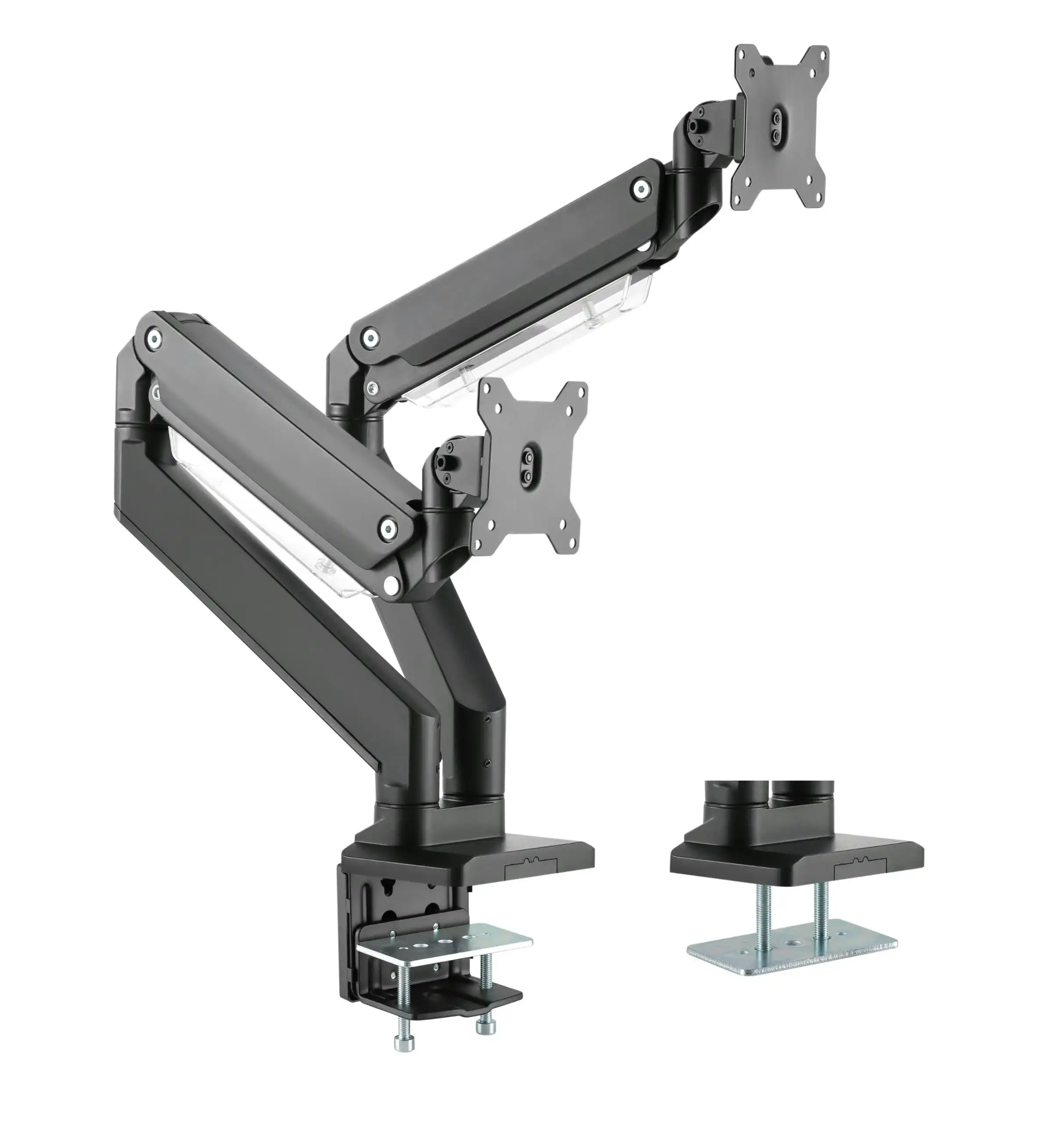 Brateck Aluminum Heavy-duty Gas Spring Dual Monitor Arm - Black