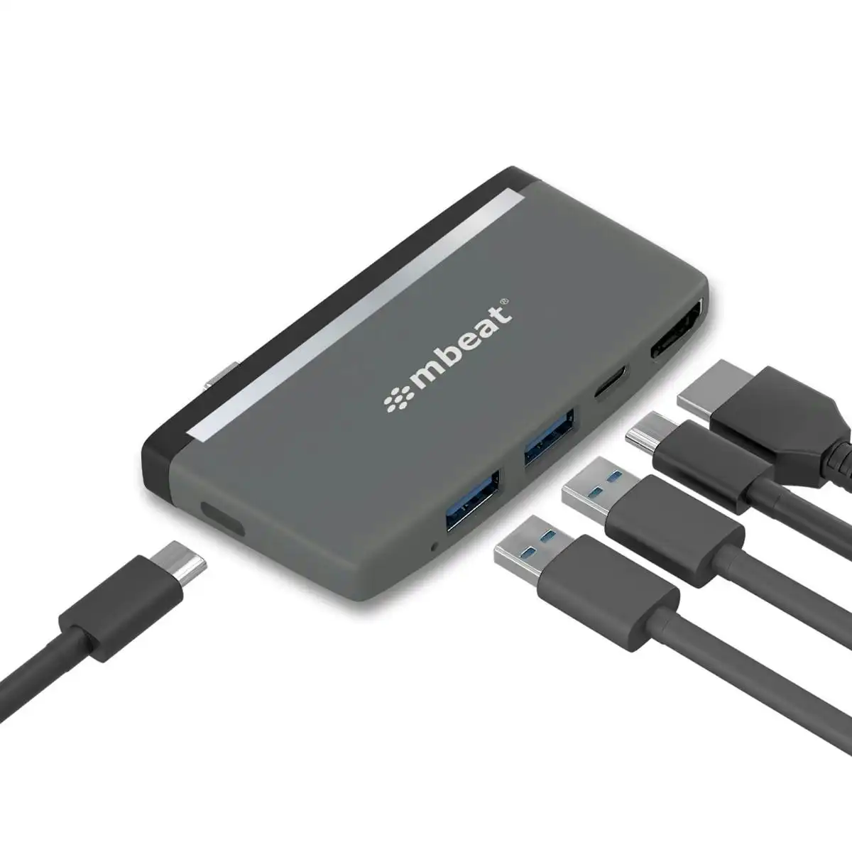 mBeat Essential Pro 5 In 1 Usb-c Hub - Black/grey