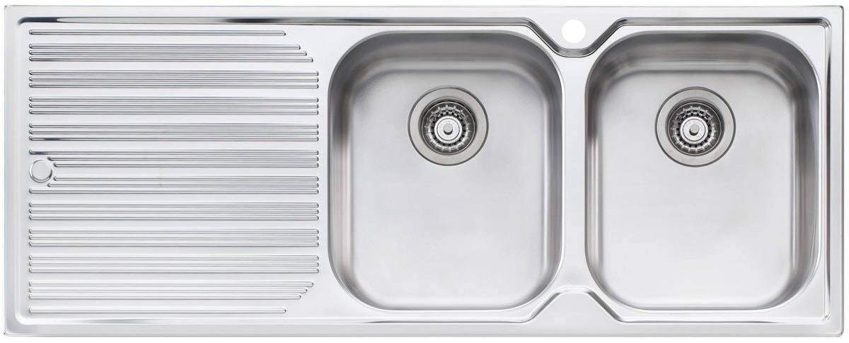 Oliveri Diaz Double Bowl Left Hand Drainer Topmount Sink