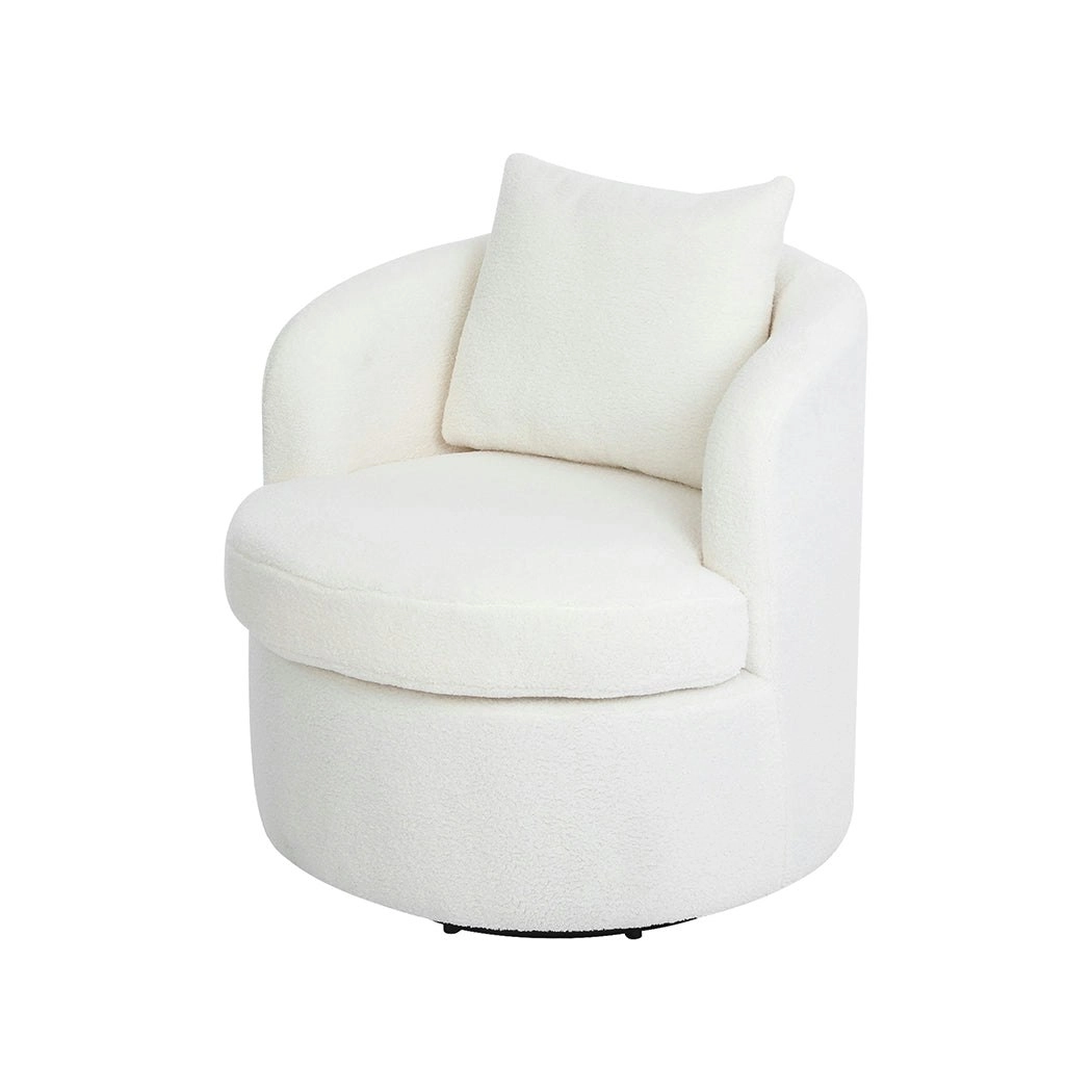 Levede Swivel Barrel Chair Sherpa Fleece Round Accent Tub Sofa Back Cushion