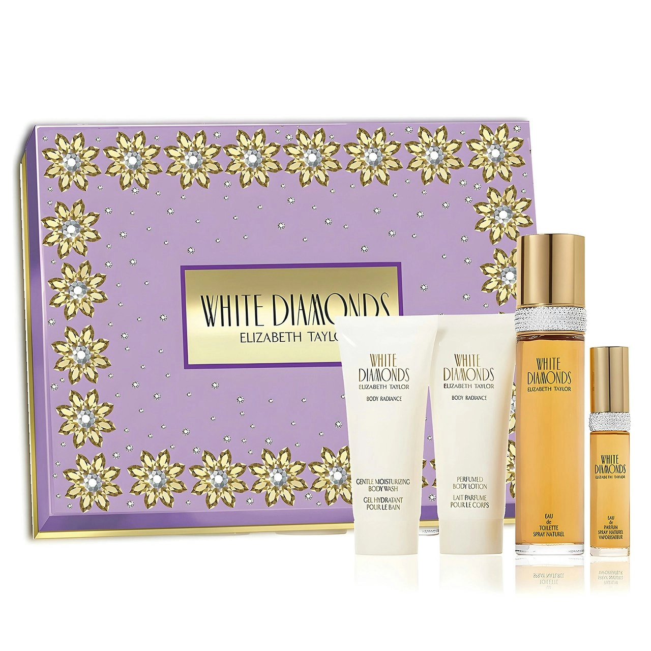 White Diamond 100ml EDT 4 Piece Gift Set By Elizabeth Taylor (Womens)