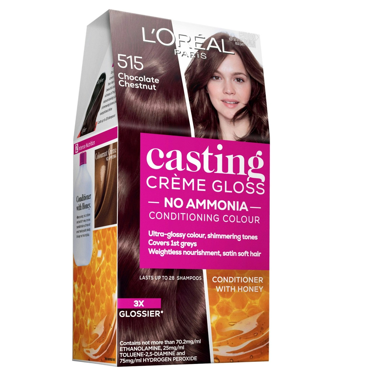 L'Oreal Paris Casting Creme Gloss Semi-Permanent Hair Colour - 515 Chocolate Chestnut (Ammonia Free)