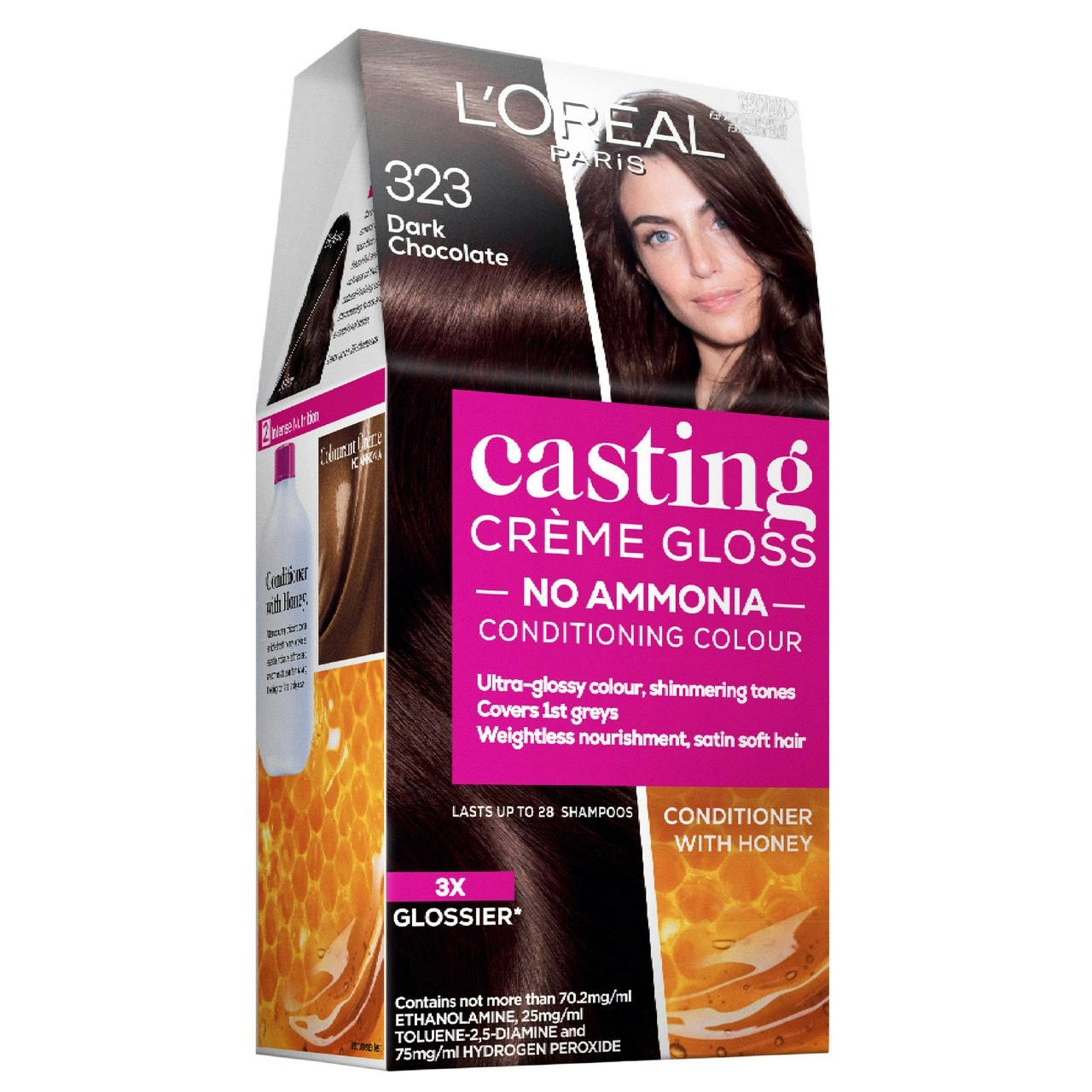 L'Oreal Paris Casting Creme Gloss Semi-Permanent Hair Colour - 323 Dark Chocolate (Ammonia Free)