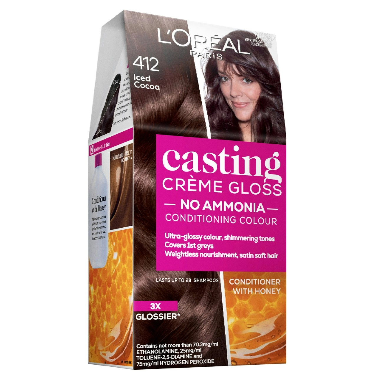 L'Oreal Paris Casting Creme Gloss Semi-Permanent Hair Colour - 412 Iced Cocoa (Ammonia Free)