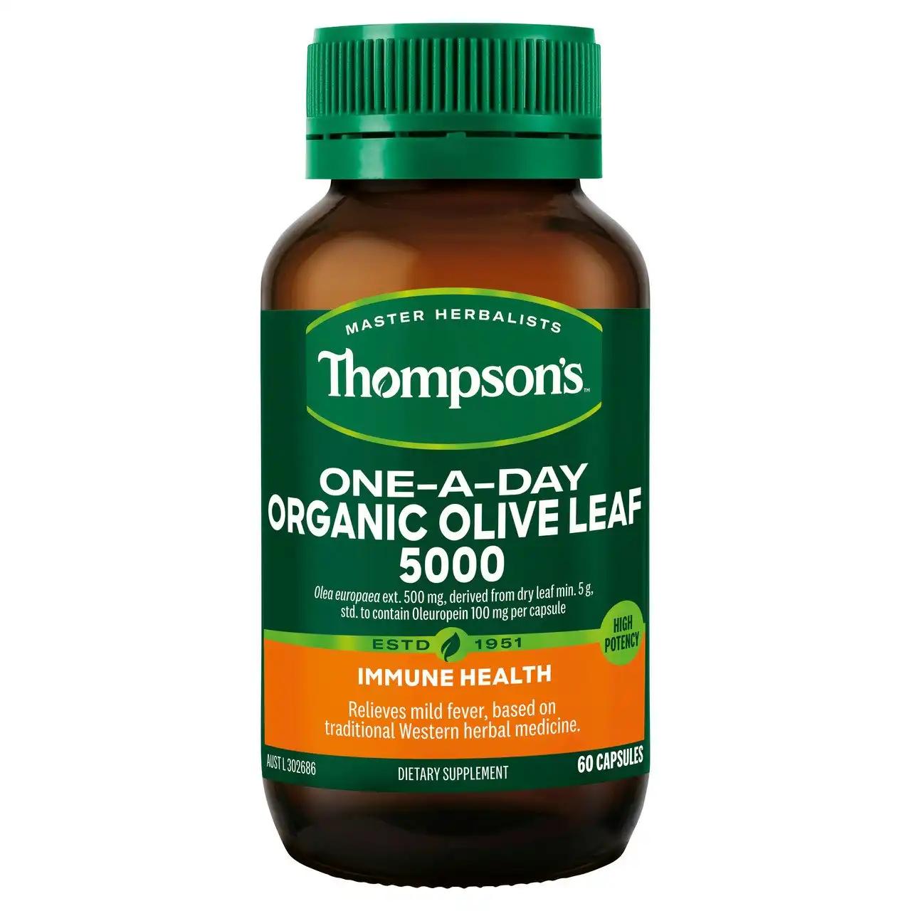 Thompson's One-A-Day Organic Olive Leaf 5000 60 Capsules