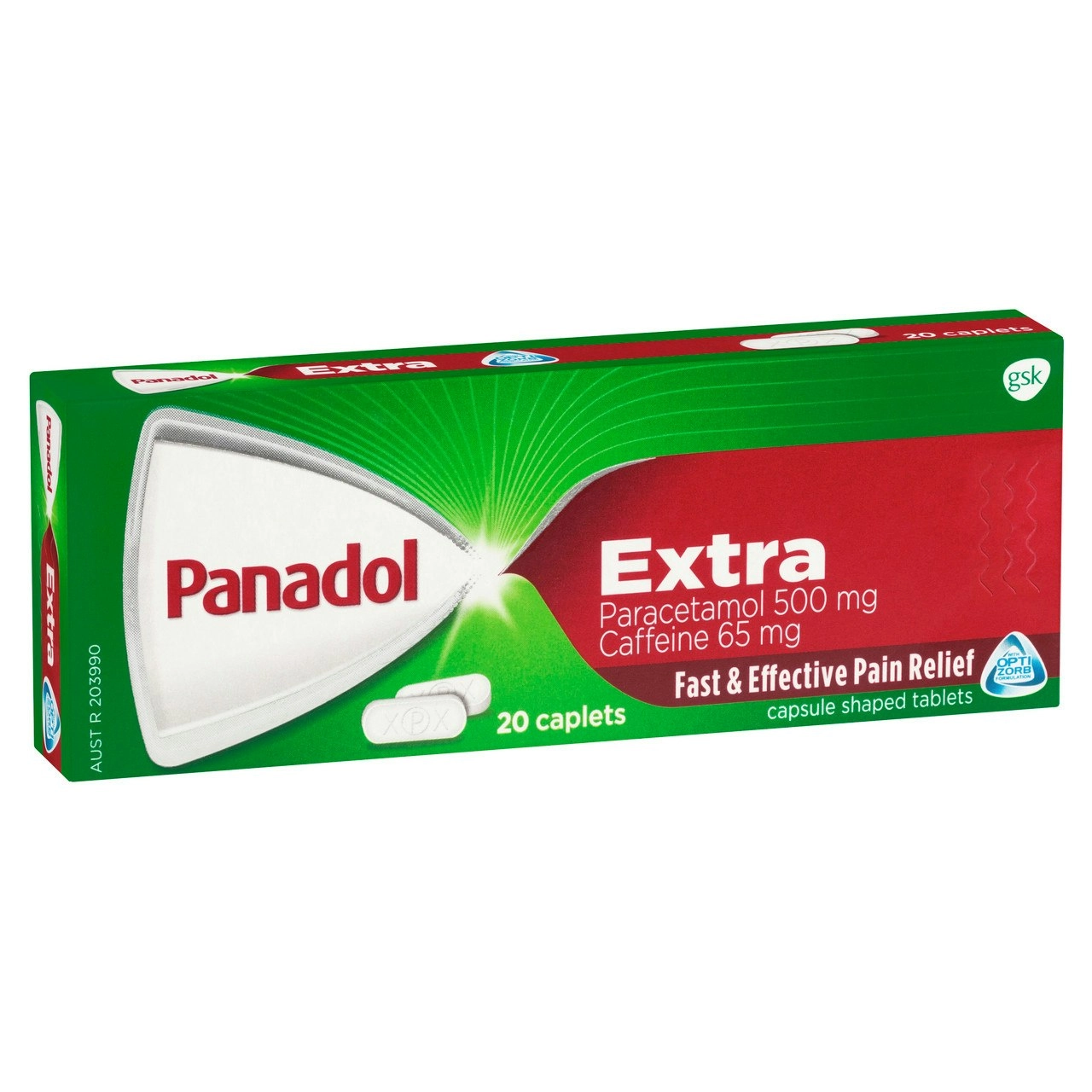 AU Only: Panadol Extra for Pain Relief, Paracetamol & Caffeine - 500mg 20 Caplets