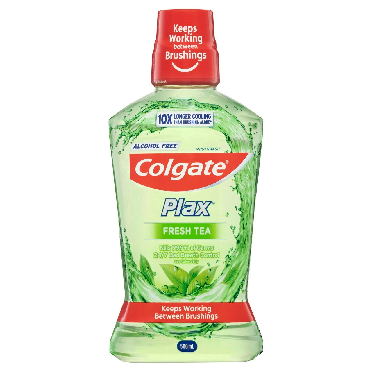 Colgate Plax Antibacterial Mouthwash, 500mL, Fresh Tea, Alcohol Free, Bad Breath Control