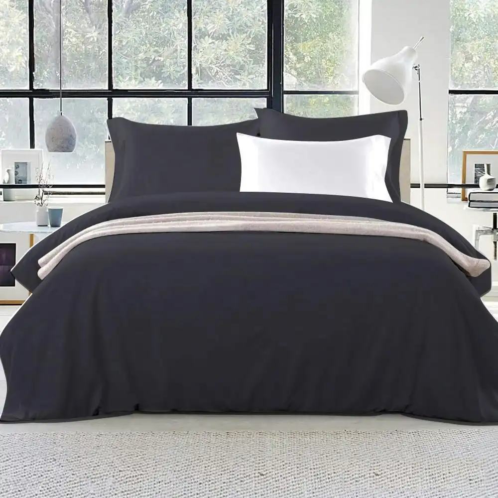 Giselle Bedding Quilt Cover Set Classic Black Queen