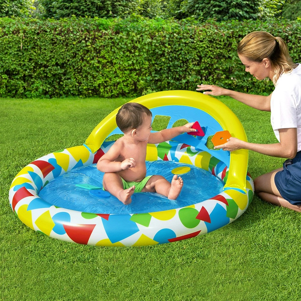 Bestway Kids Pool 120x117x46cm Inflatable Play Swimming Pools w/ Canopy 45L