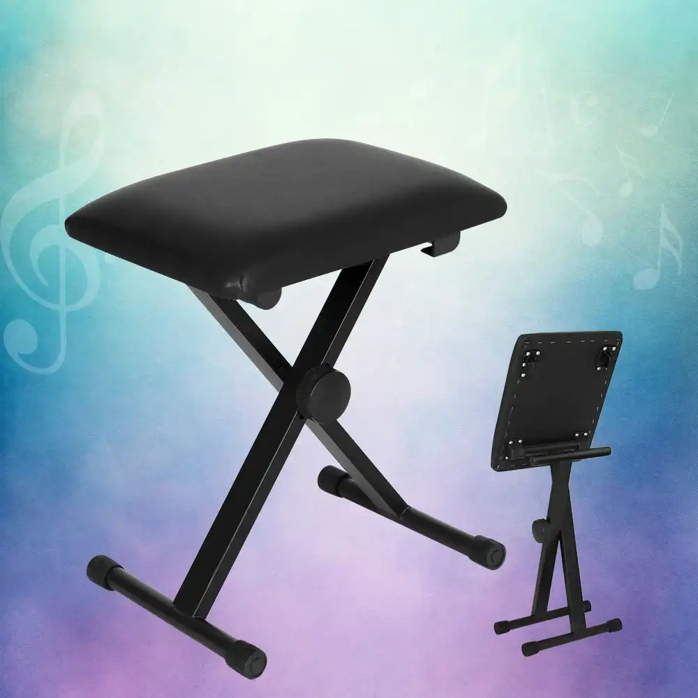 Alpha Piano Stool Adjustable Height Keyboard Seat Portable Bench Chair Black