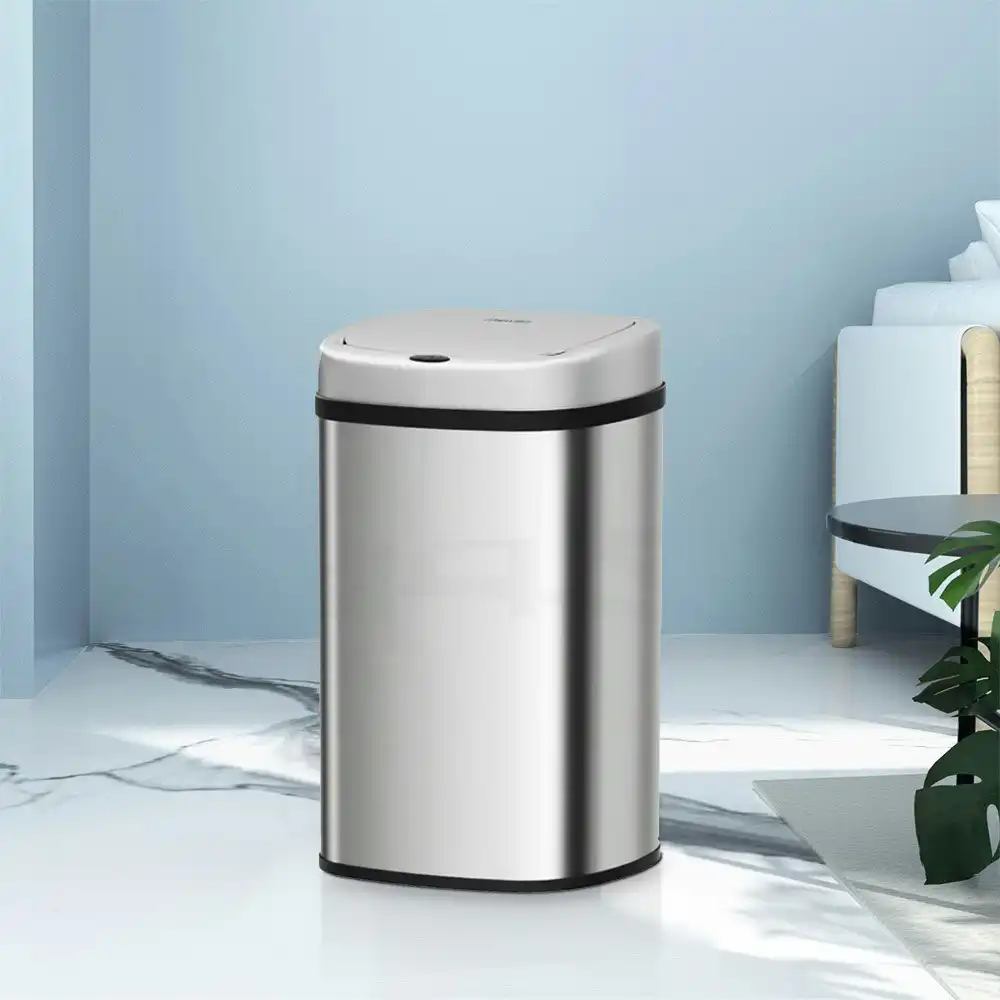 Devanti 50L Sensor Bin Motion Rubbish Automatic Silver