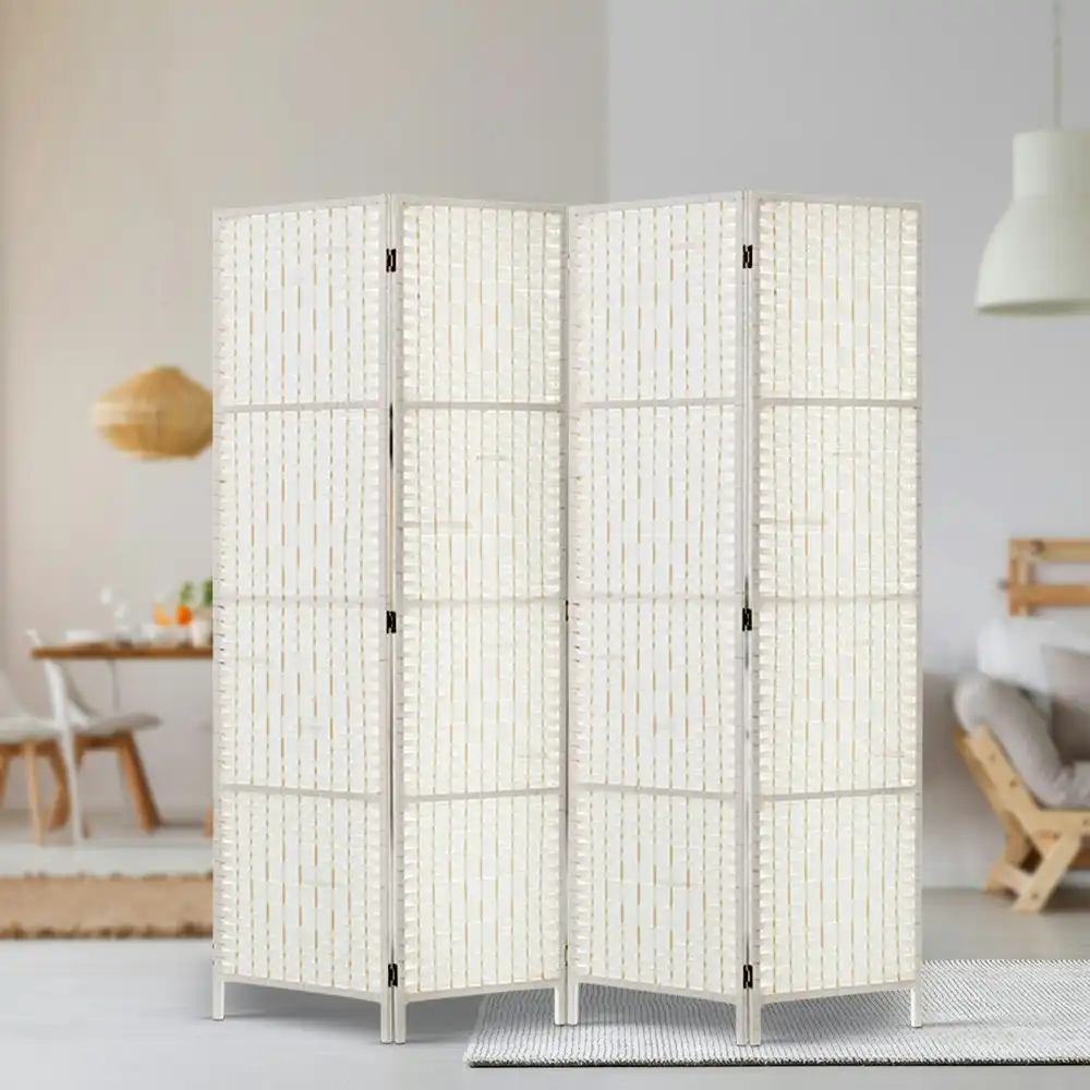 Artiss 4 Panel Room Divider Screen 163x170cm Woven White