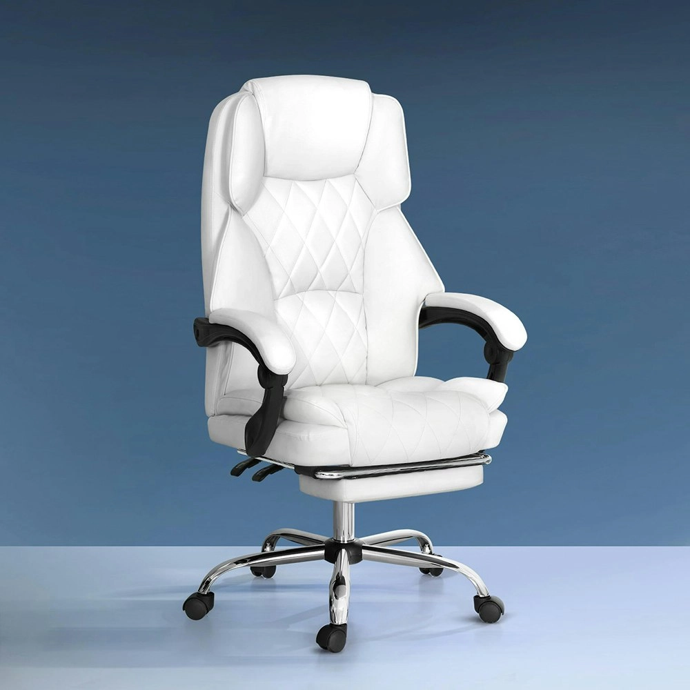 Artiss Executive Office Chair Leather Footrest White