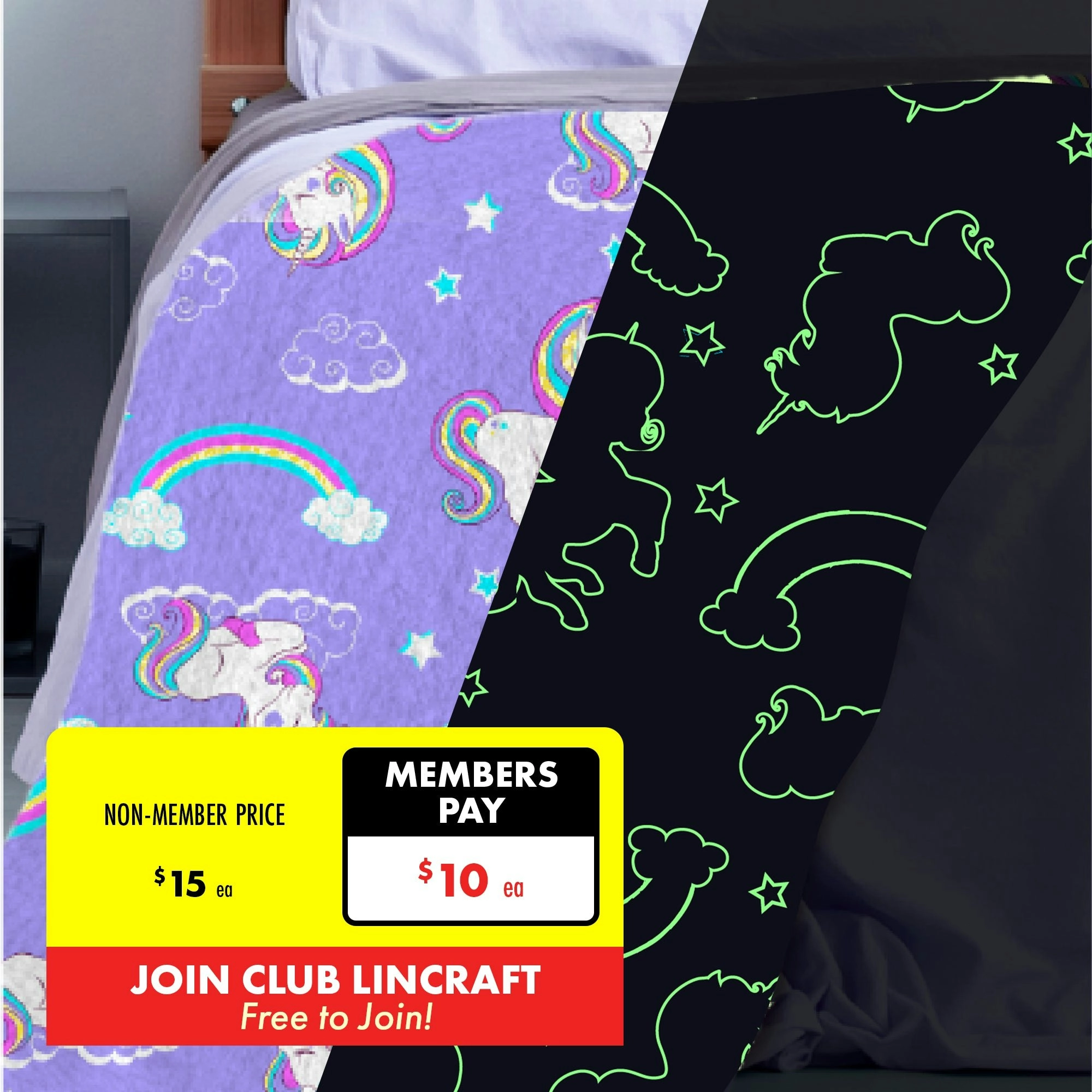 Formr Junior Glow Throw, Lilac Unicorn- 127x152cm