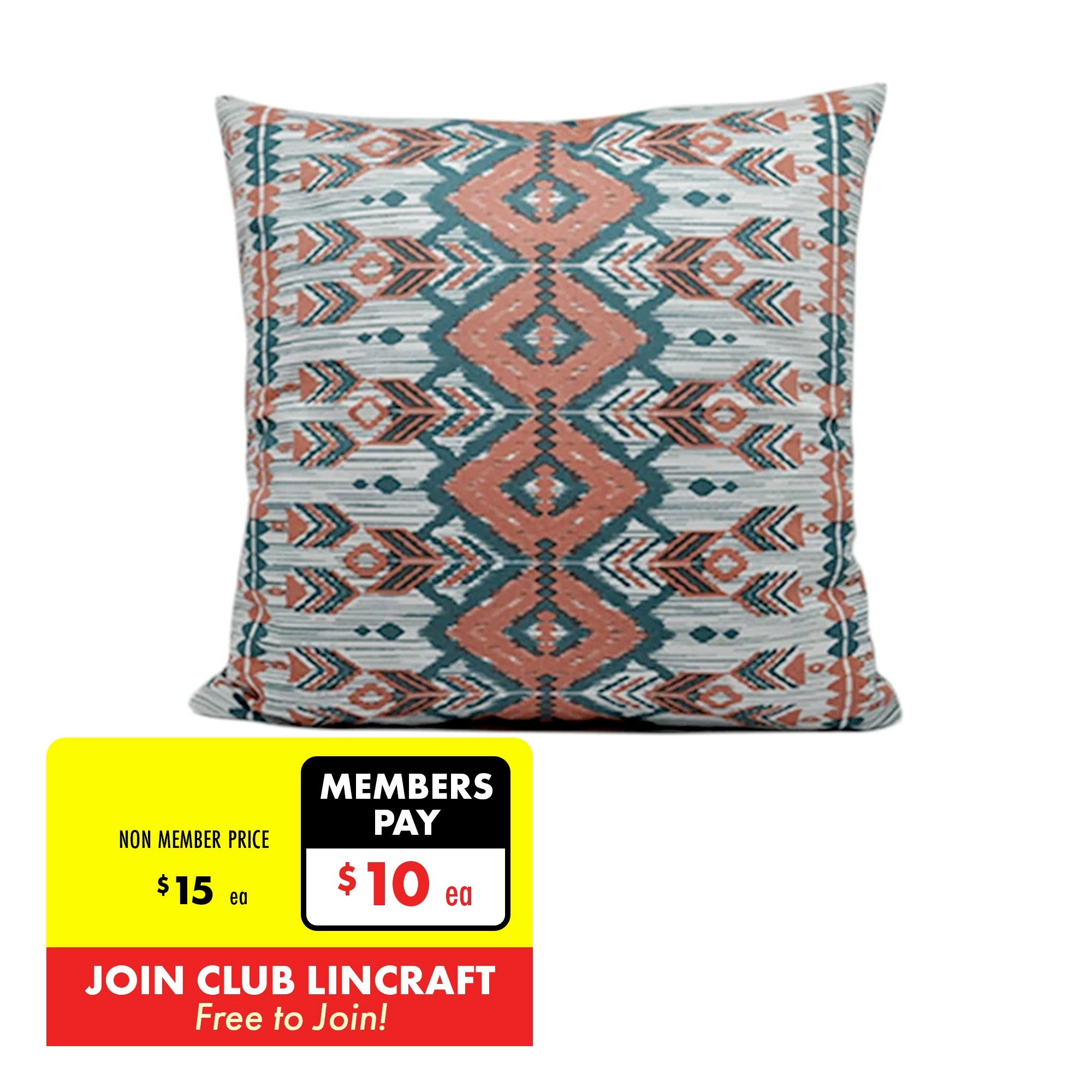 Printed Designer Cushion, Aztec- 45x45cm - Cambridge House