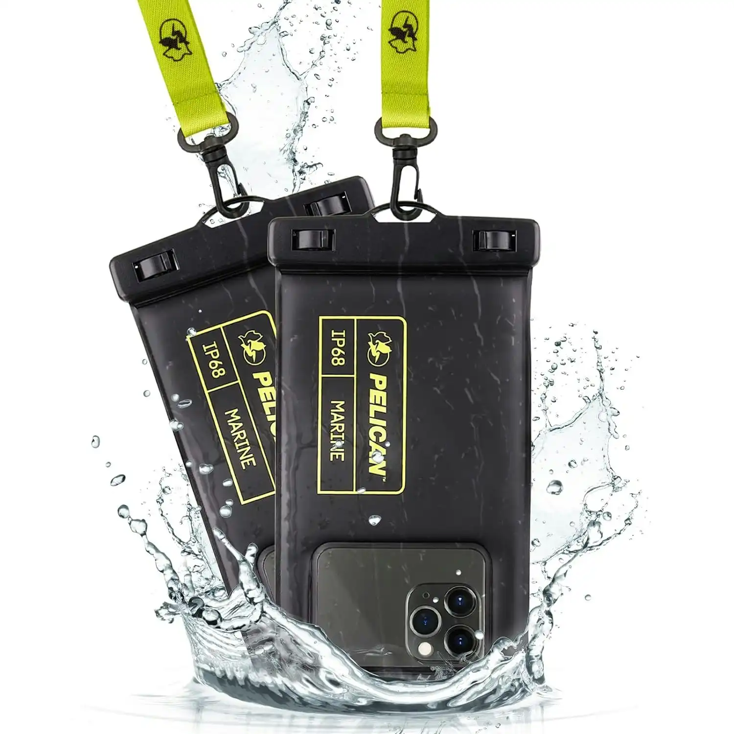 Pelican Marine Waterproof Floating Pouch 2-pack - Black/neon Green