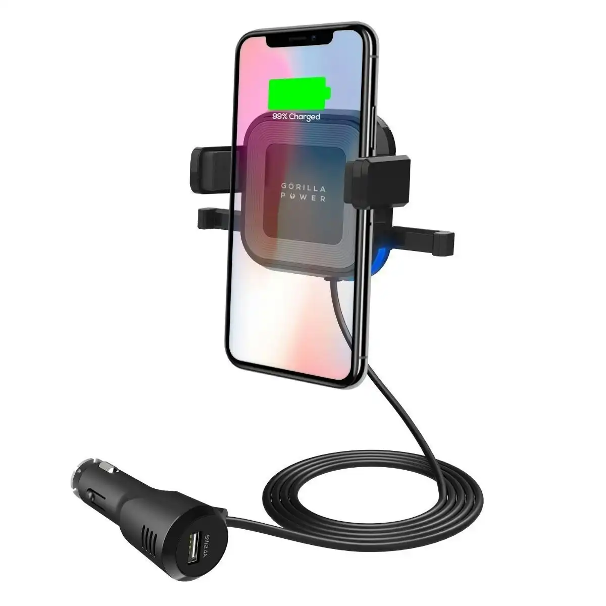 mBeat 10w Wireless Car Charger With 2.4a Usb Charging - Black