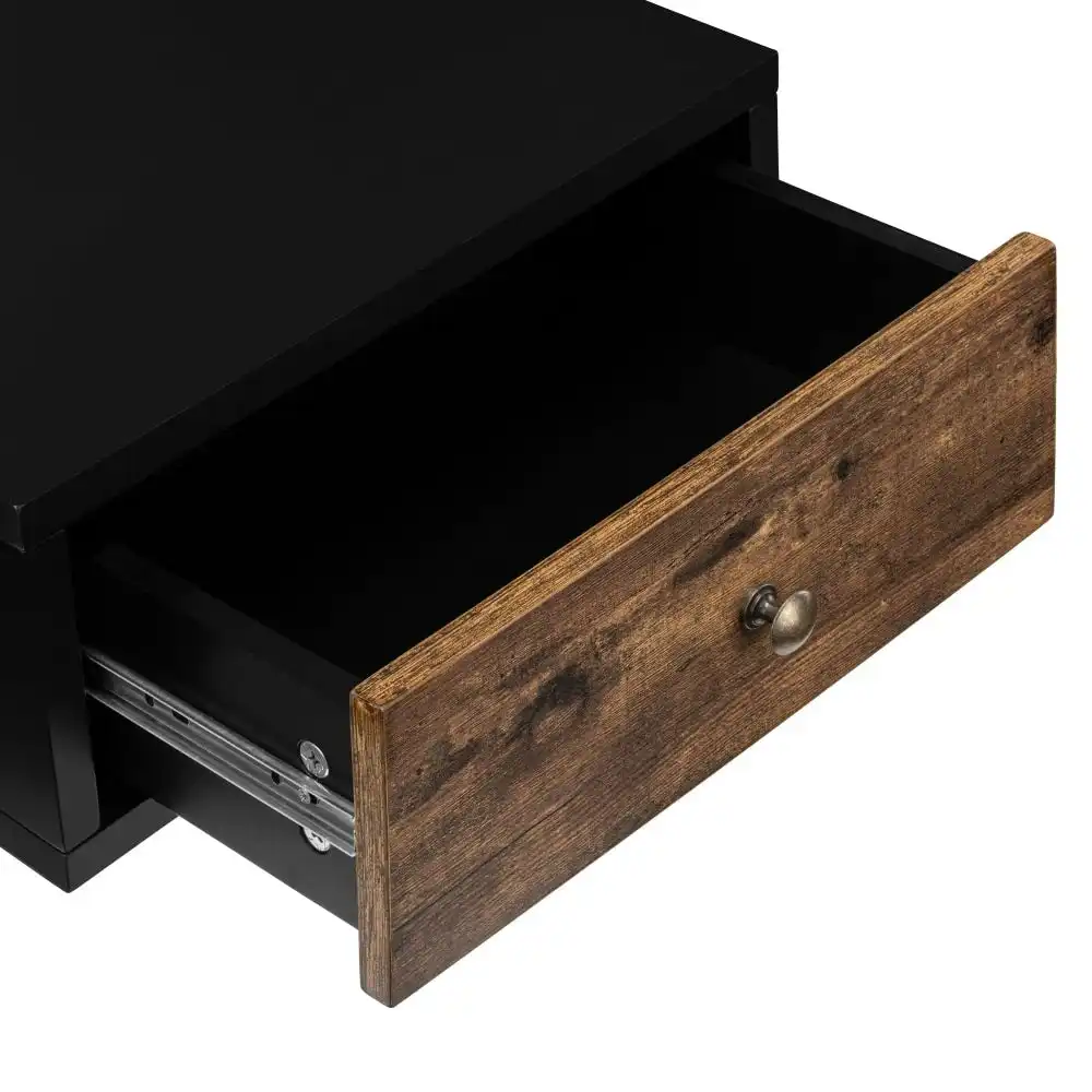 Design Square Elliot Wooden Floating Bedside Nightstand Side Table W/ 1-Drawer Black/Walnut