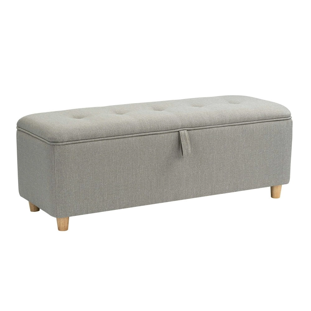 Design Square Nars Fabric Storage Ottoman Sofa Bench Foot Rest Sool Light Beige